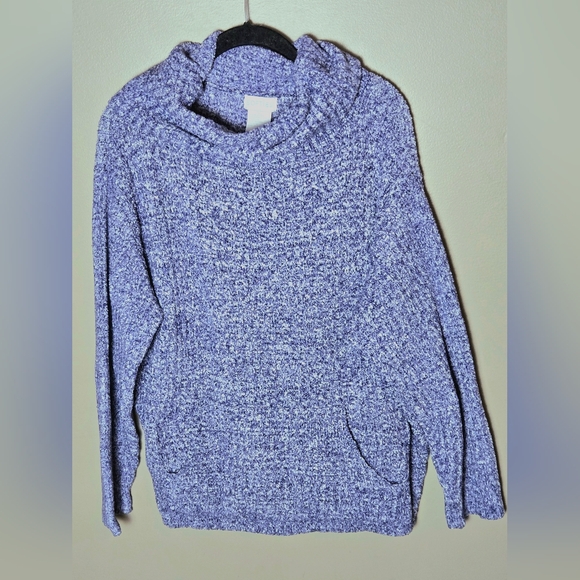 Softies Cowlneck Loungewear Luxe Lagenlook Elevated Basic Pullover Sweater, L/XL - Picture 1 of 3